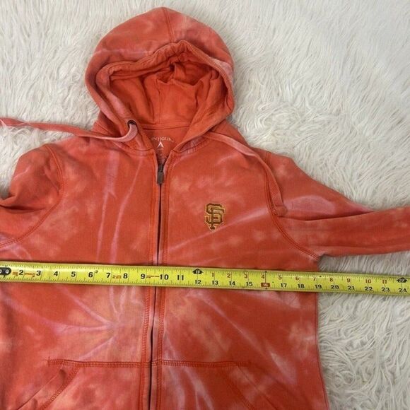 San Francisco Giants Orange Hand Tie Dye Zip Up Hooded Jacket Medium Sporty - Picture 6 of 10